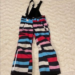 Kids Striped Snow Bib Pants - Multicolor